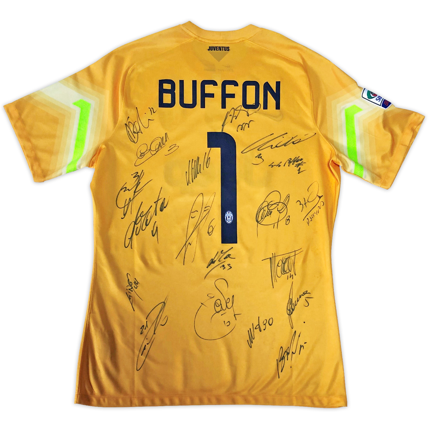 ブッフォン直筆サイン入り選手支給ユベントス14/15GKユニフォーム / Gianluigi Buffon autographed Juventus  player issued 14/15 GK shirt