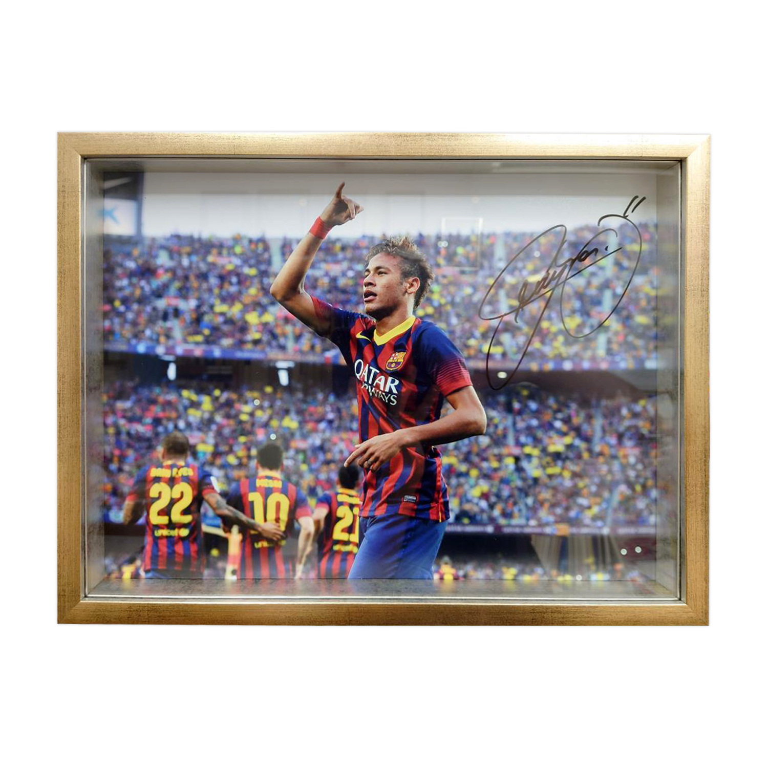 ネイマール直筆サイン入りバルセロナ13/14フォト / Neymar signed Barcelona 2013-2014 photo (framed)