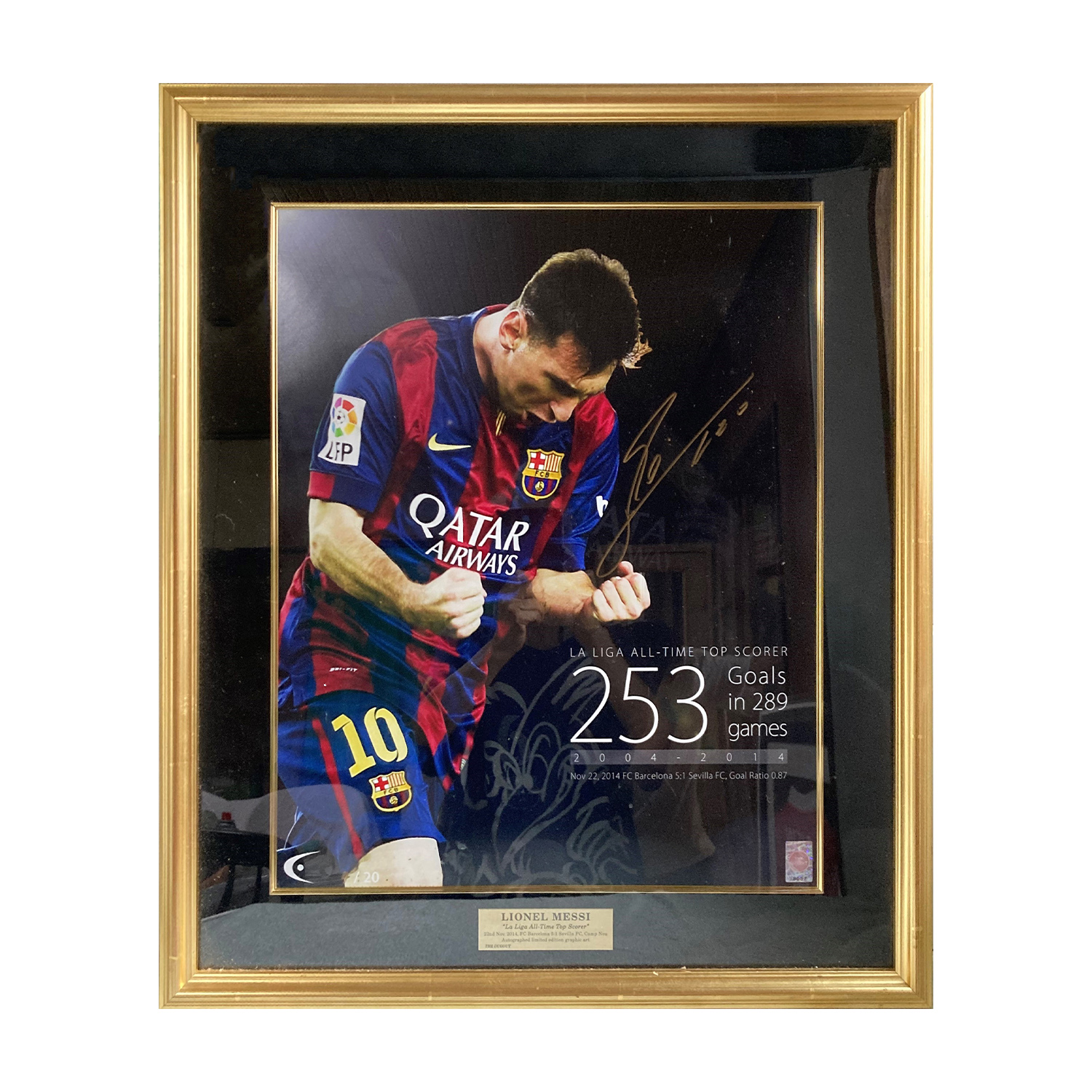 メッシ直筆サイン入り253ゴール達成記念グラフィックアート #4/20 THE DUGOUT / Messi signed limited  edition graphic art #4/20 THE DUGOUT